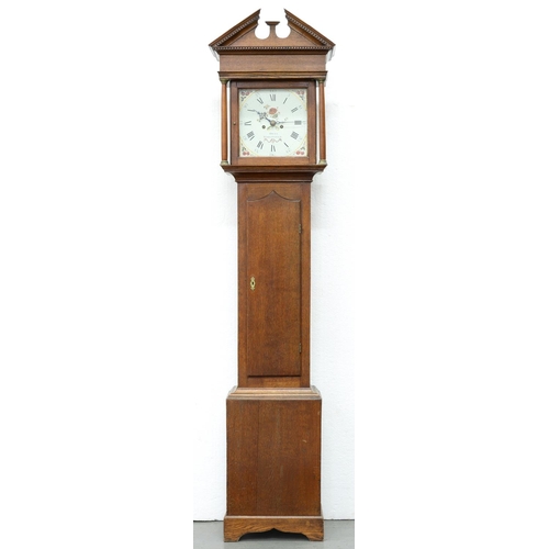 961A - An oak eight day longcase clock, [Edward] Owns Wimeswould [sic], late 18th c, the painted 12