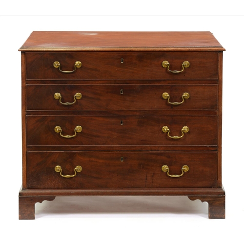 997 - A George III mahogany chest of drawers, with four graduated drawers, that to the top originally divi... 