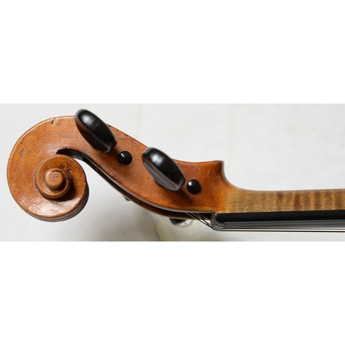 444 - A French violin, Francois Fent Paris, late 18th c, length of back 35.8cm, printed trade label, two v... 