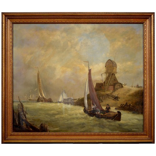 1111 - British School, 19th c - A Breezy Day on the Dutch Coast, oil on canvas, 49 x 59cm