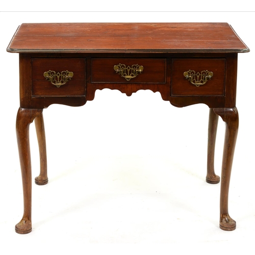 1197 - A George III walnut low boy, on cabriole legs and pad feet, 70cm h; 52 x 87cm