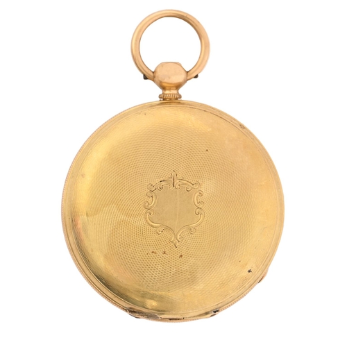 101 - An English 18ct gold lever watch, C Tyte Wells, No 13880, with engraved and engine turned dial, mill... 