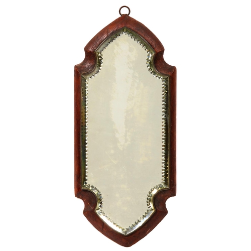 1030 - A Victorian facet cut and bevelled frameless mirror, backed on stained wood, 40cm h