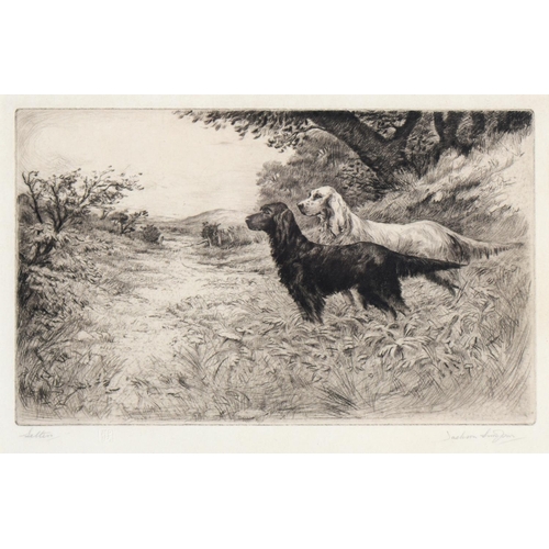 1075 - Jackson Henry Simpson (1893-1963) - Spaniel; Setters, two, etchings, both signed by the artist in pe... 