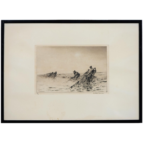 1078 - Arthur John Trevor Briscoe RE, RI (1873-1943) - The Seine Net, etching, 1925, signed by the artist i... 