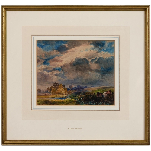 1085 - John Keeley (1855-1931) - A Cloudy Afternoon, signed, watercolour, 18.5 x 22cm and mid 19th c Englis... 