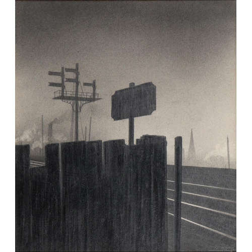 1087 - Trevor Grimshaw (1947-2001) - Near the Railway, signed, signed again, inscribed with the title and a... 