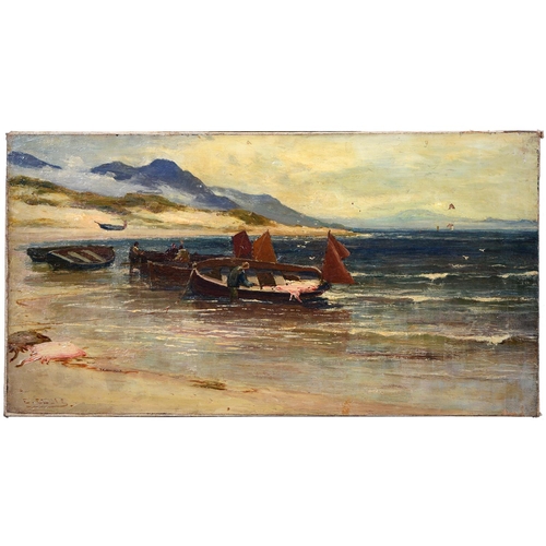 1090 - Edwin Ellis (1842-1895) - Figures on the Shore, signed, oil on canvas, 49 x 76cm