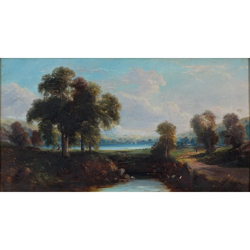 1093 - H Smyth (Fl. circa 1845) - Landscape with Figures, signed, oil on canvas, 23.5 x 44.5cm and * * Cook... 
