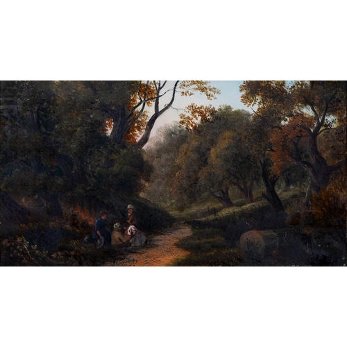 1093 - H Smyth (Fl. circa 1845) - Landscape with Figures, signed, oil on canvas, 23.5 x 44.5cm and * * Cook... 