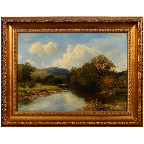 1094 - David Bates (1840-1921) - A Quiet Reach on a River, signed and dated 1893, signed and dated again an... 