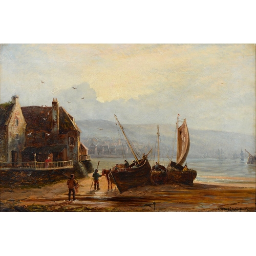 1106 - Arthur Walker Redgate (1860-1906) - A Fishing Village at Dawn, signed, oil on canvas, 29 x 44cm... 
