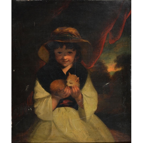 1118 - After Sir Joshua Reynolds - Girl with a Kitten, oil on canvas, 72.5 x 60cm