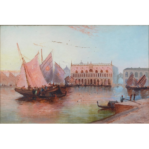 1122 - E Bland, 1895 - The Doges Palace Venice, signed and dated, oil on canvas, 29 x 44cm