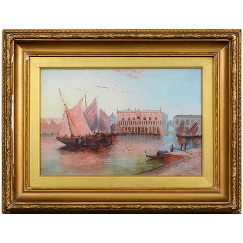 1122 - E Bland, 1895 - The Doges Palace Venice, signed and dated, oil on canvas, 29 x 44cm