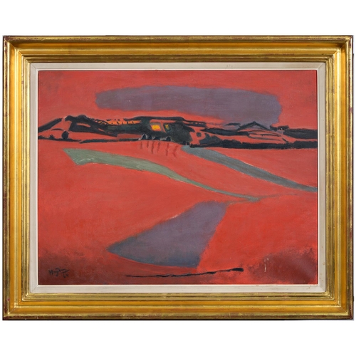 1135 - Henri Hayden (1883-1970) - Paysage en Rouge 1964, signed and dated '64, inscribed with the title on ... 