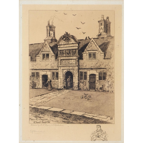 1166 - William Monk RE (1863-1937) - Repton School, signed in pencil by the artist, n.d. [c. 1920], etching... 