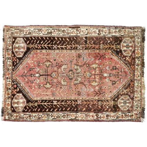 1173 - A Persian medallion rug, 20th c, 152 x 116cm, a 'minaret' rug, 138 x 82cm, (2)