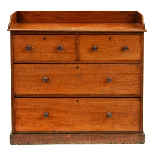 1193 - A Victorian mahogany chest of drawers, with three quarter gallery, 101cm h; 51 x 106cm... 