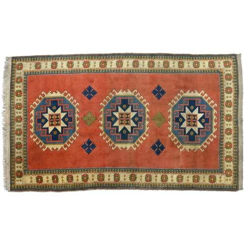 1239 - A Persian style wool medallion rug, 20th c, 250 x 164cm