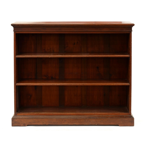 1271 - A Victorian mahogany open bookcase, with adjustable shelves, 111cm h; 37 x 130cm