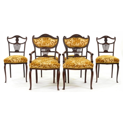 1283 - An Edwardian carved mahogany six piece salon suite