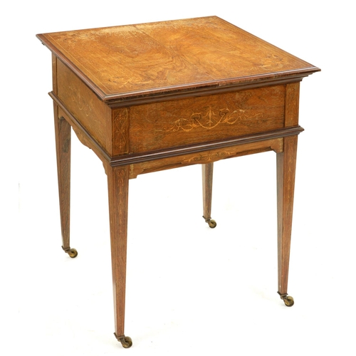 1306 - A late Victorian rosewood and inlaid 'surprise' drinks table, John Bagshaw & Sons 87, 89 & 9... 