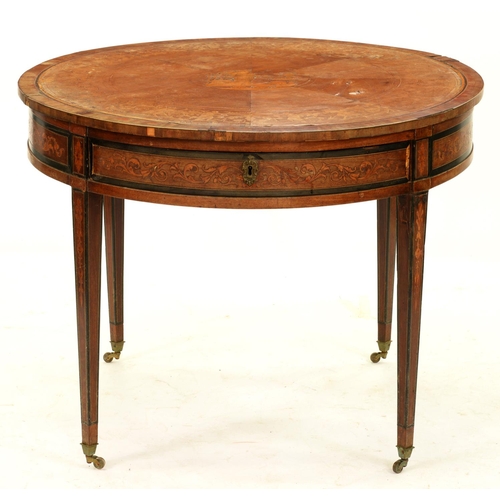 1307 - An Italian walnut and marquetry centre table, early 19th c, decorated in neo classical style with al... 