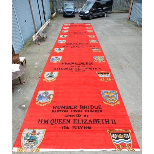 1314 - Royalty. Two substantial ceremonial red carpets, commissioned for the formal opening of Humber Bridg... 