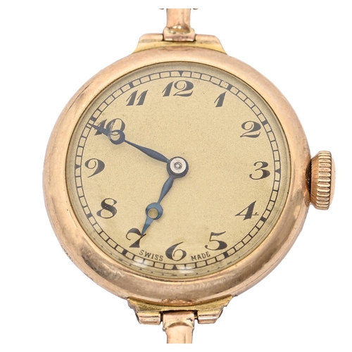 187 - A Zenith 9ct gold lady's wristwatch, 32mm diam, London 1935, on expanding gold bracelet, 15g... 