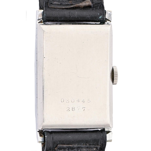 188 - A Rolex stainless steel rectangular gentleman's wristwatch, Prince Elegant, the black dial inscribed... 