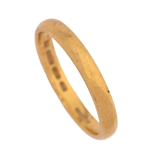 278 - A 22ct gold wedding ring, London 1955, 5.2g, size T