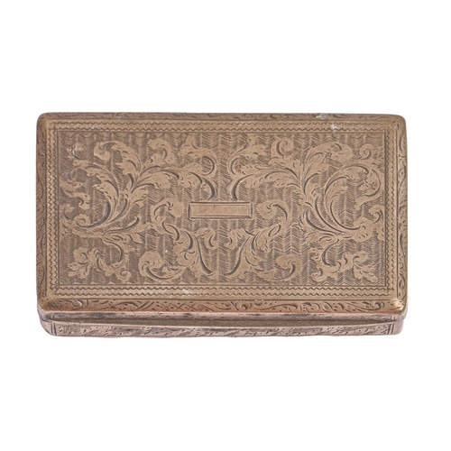 335 - An Austro-Hungarian silver snuff box, foliate engraved, 64mm l, marks rubbed, 1880, 1oz 7dwts... 