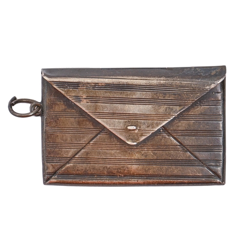 341 - A silver envelope shaped postage stamp case, 42mm l, marked STERLING SILVER, 5.7dwts... 