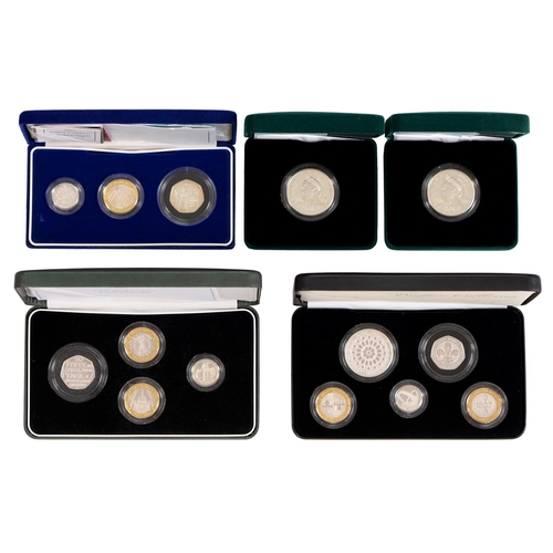 552 - Silver coins. Proof piedfort five coin set 2007, cased, proof four coin set 2005, cased, proof three... 