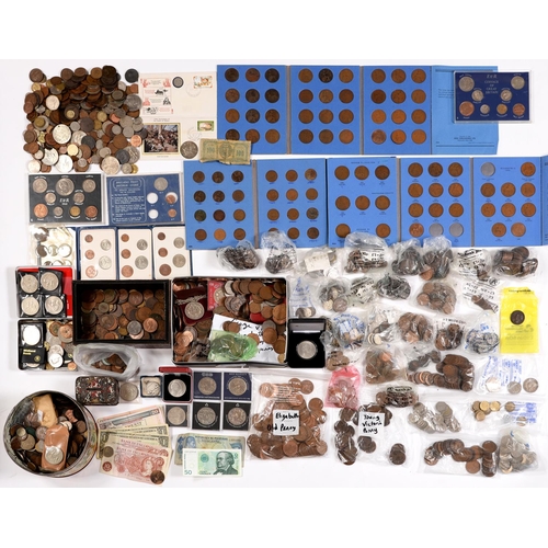 569 - Miscellaneous United Kingdom base metal coins, mostly 20th c, including commemoratives, some world, ... 