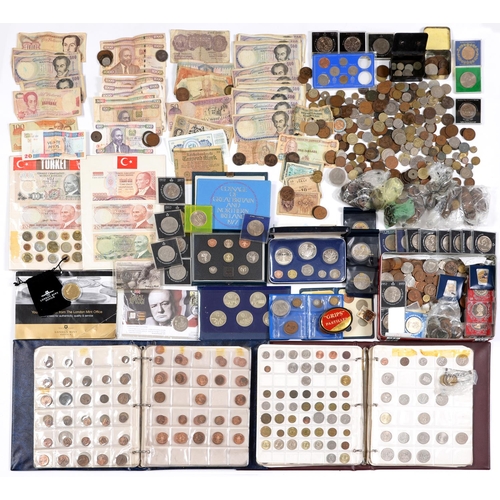 571 - Miscellaneous United Kingdom base metal coins, mostly 20th c, including commemoratives, banknotes, s... 