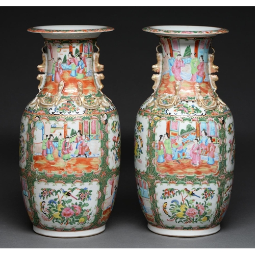581 - A pair of Chinese Canton famille rose vases, 19th c, 45cm h