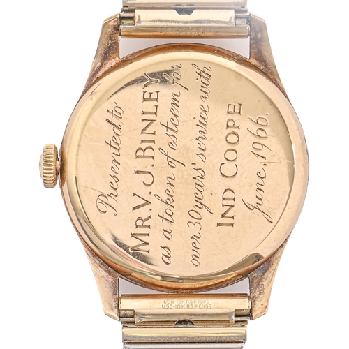 85 - A Zenith 9ct gold gentleman's wristwatch, 31mm diam, London 1965, later expanding bracelet... 