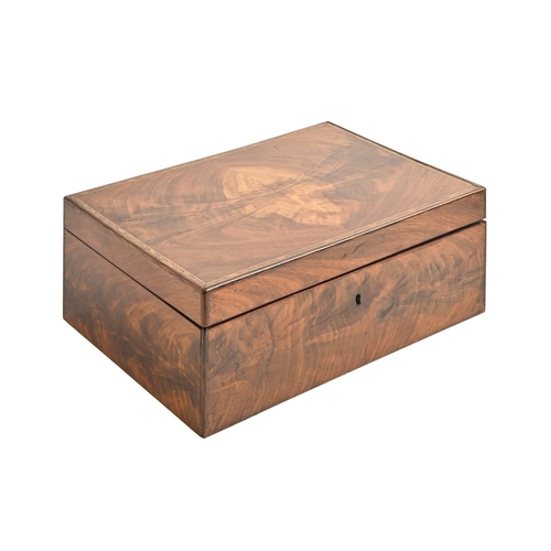 876 - A figured mahogany box, late 19th c, the lid in matched veneers in broken line inlaid border, the in... 