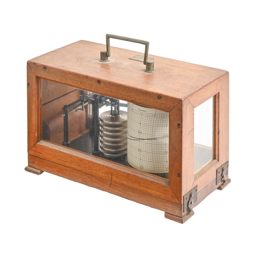 879 - A German, Third Reich, military issue walnut barograph, with brass tablet engraved with eagle device... 