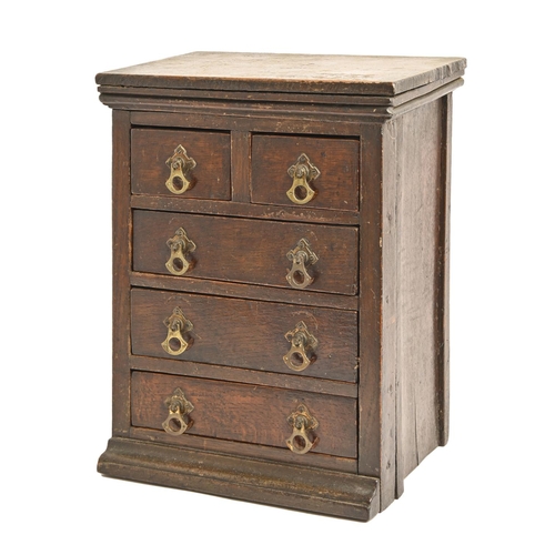 889 - An oak spice cabinet, the five drawers with brass ring pulls, 38cm h; 18 x 31.5cm