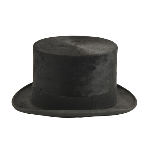 905 - A black silk top hat, by Harrods Ltd London, 52cm circumference, in original cardboard box and two o... 