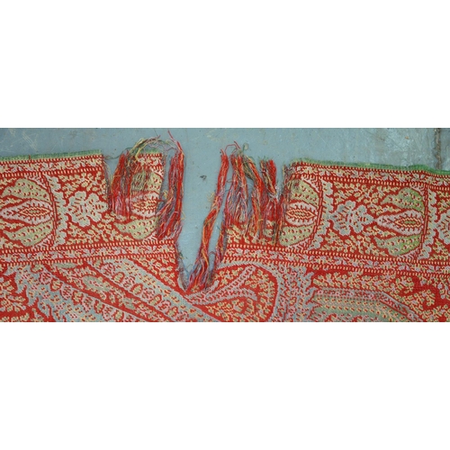 921 - A Paisley shawl, 204 x 208cm and another similar fabric, 164 x 325cm