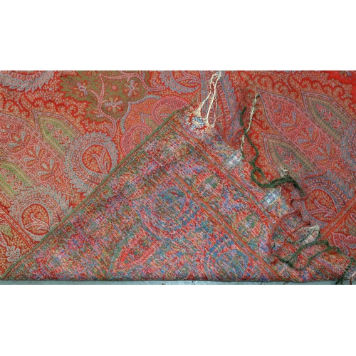 921 - A Paisley shawl, 204 x 208cm and another similar fabric, 164 x 325cm