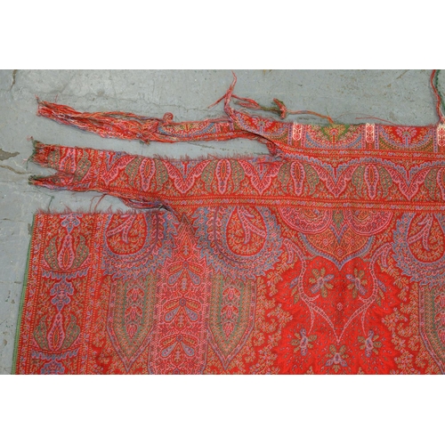 921 - A Paisley shawl, 204 x 208cm and another similar fabric, 164 x 325cm