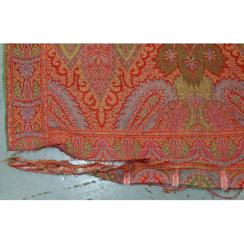 921 - A Paisley shawl, 204 x 208cm and another similar fabric, 164 x 325cm