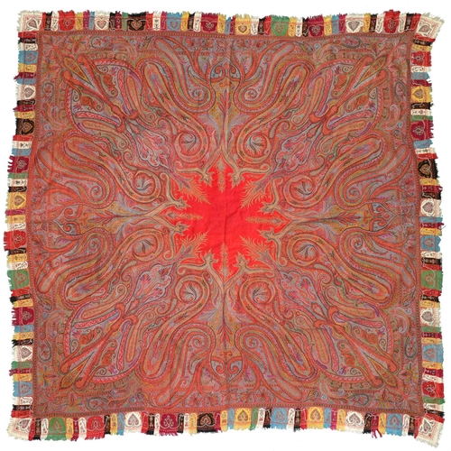 921 - A Paisley shawl, 204 x 208cm and another similar fabric, 164 x 325cm