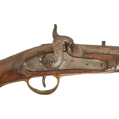 966 - A full stocked percussion musket, early 19th c and later, with brass ramrod pipes and trigger guard,... 