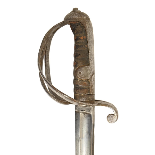 969 - An 1821 pattern cavalry trooper's sword and scabbard, Jn Gunby, blade also stamped crown over I, bla... 